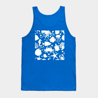 White Ocean Animal Pattern Tank Top